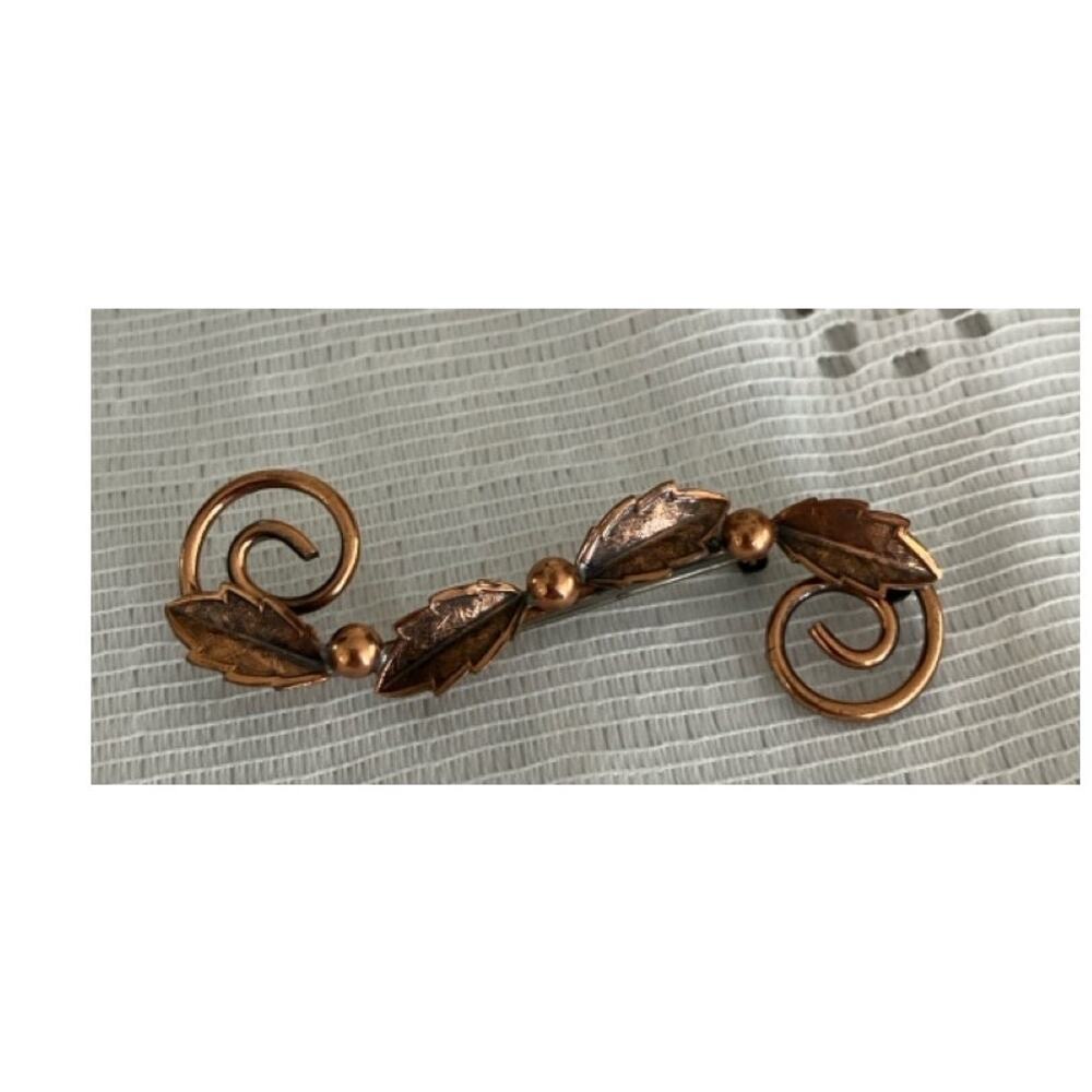 VTG Copper Poinsettia Leaf Brooch by Bell - Bell Trading Post 1960s